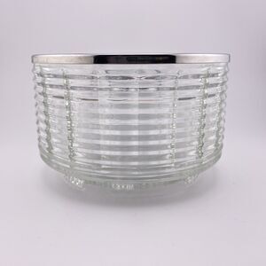 Silex Glass Candle Warmer For Coffee Tea Pot Art Deco MCM Footed Chrome Lid USA